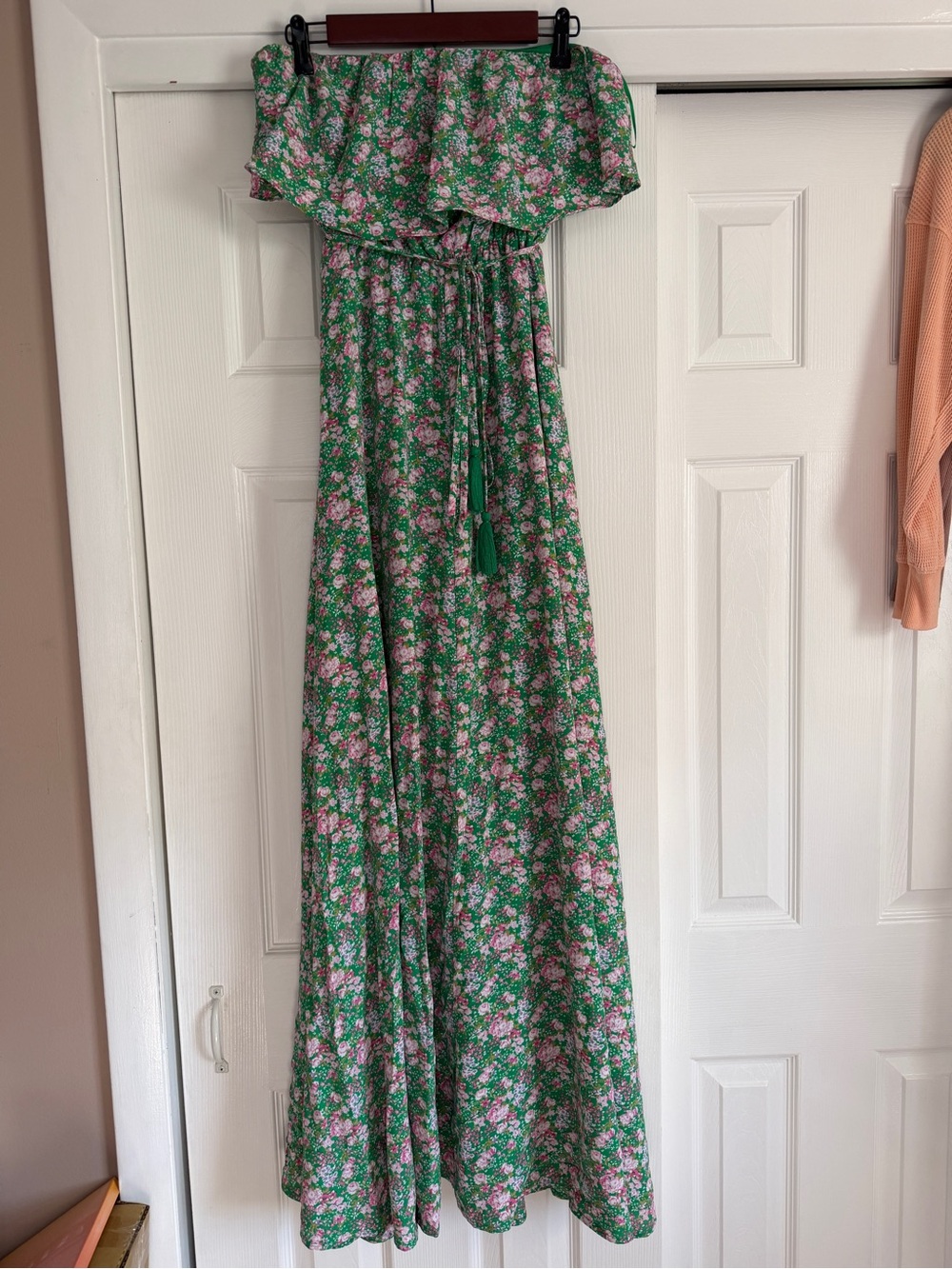 Green Floral Off-Shoulder Pregnancy Maxi Dress